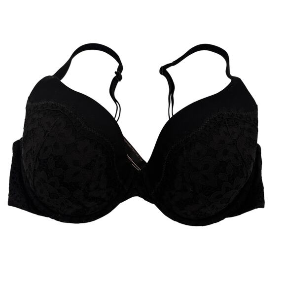 Victoria's Secret Body By Victoria Lined Perfect Coverage Lace Black Bra 34D - Picture 1 of 6